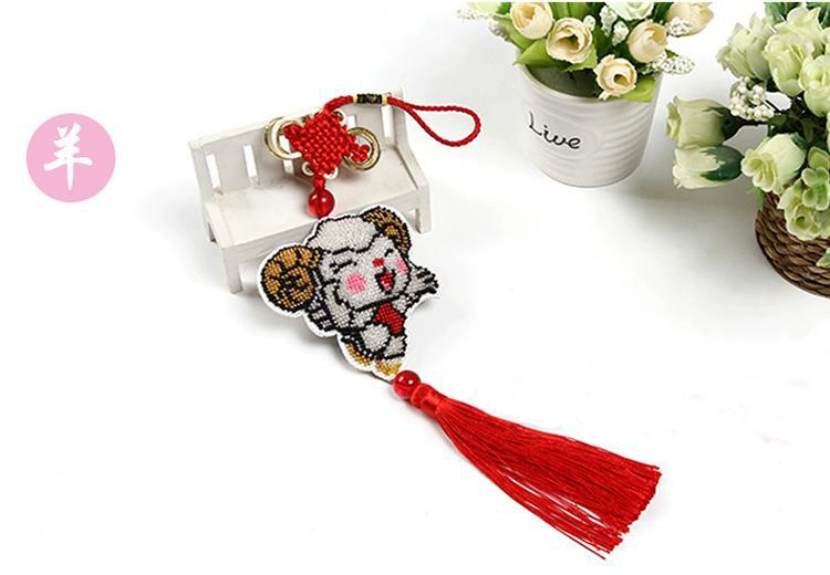 Các cross-stitch đồ trang trí xe mới Zodiac Rat Sửu Tiger Rabbit rồng và rắn ngựa cừu lợn biểu tượng hòa bình hoàng đạo Khỉ Jigou - Công cụ & phụ kiện Cross-stitch