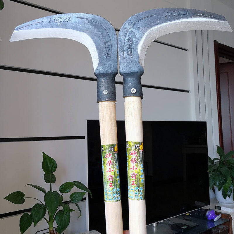 Agricultural chopping wood with sickle collecting right hand manganese steel long handle sickle to build cutting grass fishing sickle open sickle