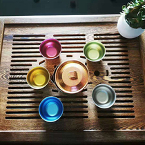 TAIC titanium pure titanium double-layer kung fu tea set household simple cup tea cup metal lazy portable anti-hot tea cup