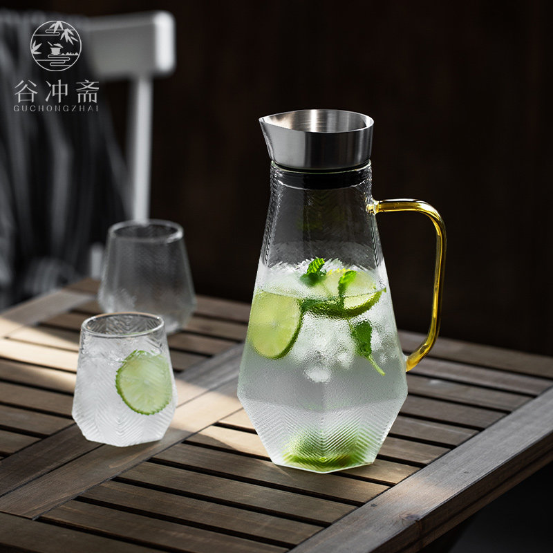 Eurostyle Glass Cold Kettle Home Cold Kettle Stainless Steel Cover Thickened Heat Resistant Large Capacity Bubble Teapot Tea Set Group