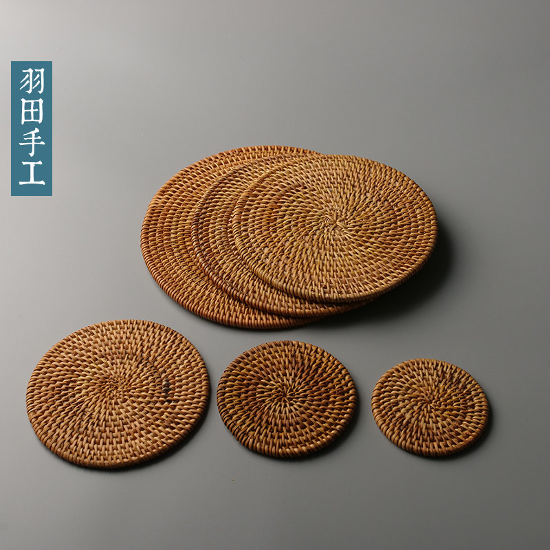 Rattan Coaster Tea Mat Cup Holder Set Tea Ceremony Tea Set Iron Pot Heat Insulation Pad Raising Pot Mat Purple Sand Teapot Set Accessories