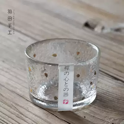 Haneda glass tea cup hammer mesh hexagonal gold edge Tea Cup master cup tea bowl heat-resistant kung fu tea set