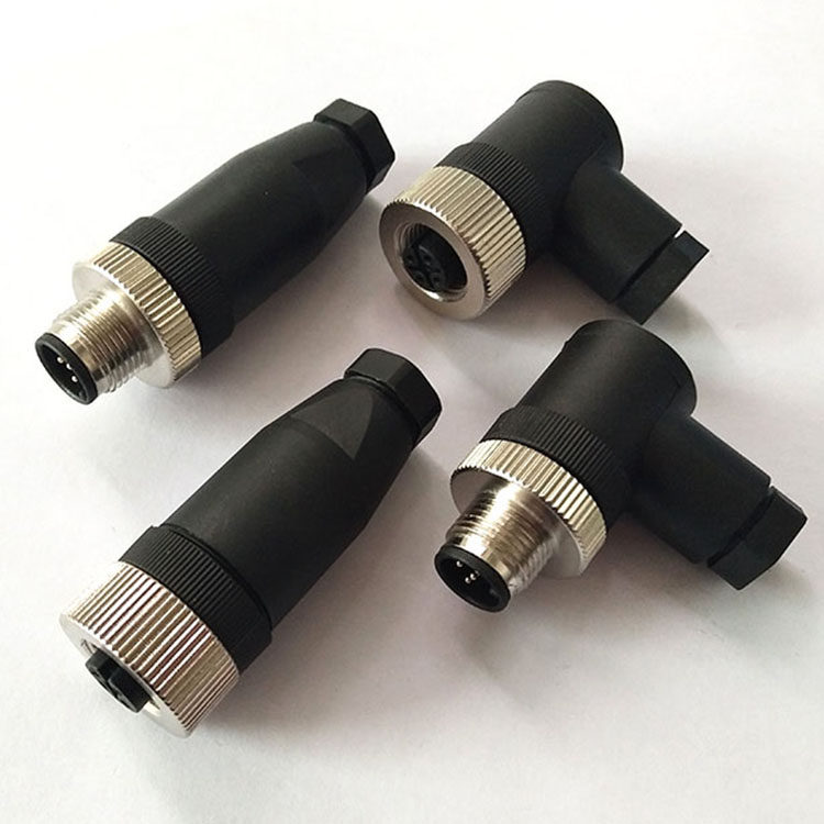 M12 Air plug connector 4 pin male head 5 holes female head elbow 8 Core plate front plate rear mounting flange
