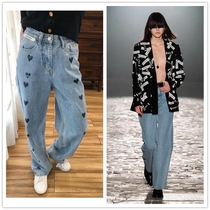 American purchase Kimhekim autumn and winter Heart series high waist wide leg straight loose jeans womens harem pants