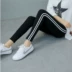 Quần legging cotton thể thao hai dây mùa xuân và mùa hè mỏng mẫu nữ mặc áo sọc dọc bó sát skinny 9 điểm chân quần - Khởi động cắt