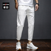 Summer white jeans mens pants nine points black 9 points stretch 8 points 8 slim small feet 9 points pants eight points tide brand