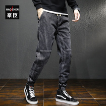 High-end tooling foot jeans mens elastic net red leggings small foot pants tide brand leggings spring and summer