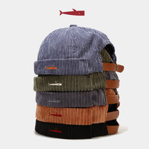 Hat Mens melon skin hat Japanese British retro corduroy landlord hat cornice-free Yuppie hip-hop street hat female tide brand