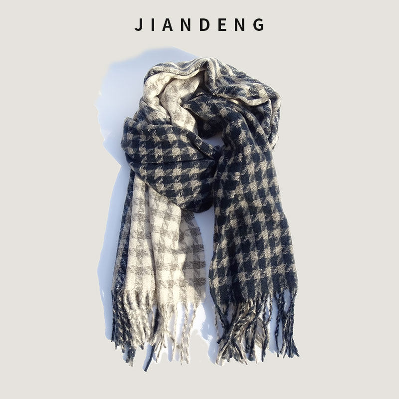 Scarves for men and women Winter 2023 new 100 hitch in Korean version send boyfriend gifts Thousand Birds Plaid Fluor-Neck Tide-Taobao