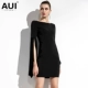 AUI Europe Station 2021 thời trang mới của phụ nữ quần áo nữ thần tính khí trưởng thành nhẹ Fan Yangqi váy đen nữ mùa hè - váy đầm