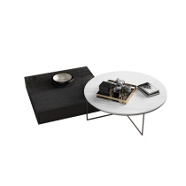 Italian Extreme Minimalist Several Sizes Combination Tea Table Home Modern Minima Light Lavish Stainless Steel Creative Round Rock Board Tea Table