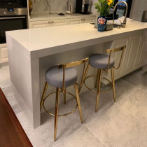 Light and luxurious bench Bench Stainless Steel Bench Modern Minima Home Island Bench High Chair Backrest Creative Nordic Bar Bench