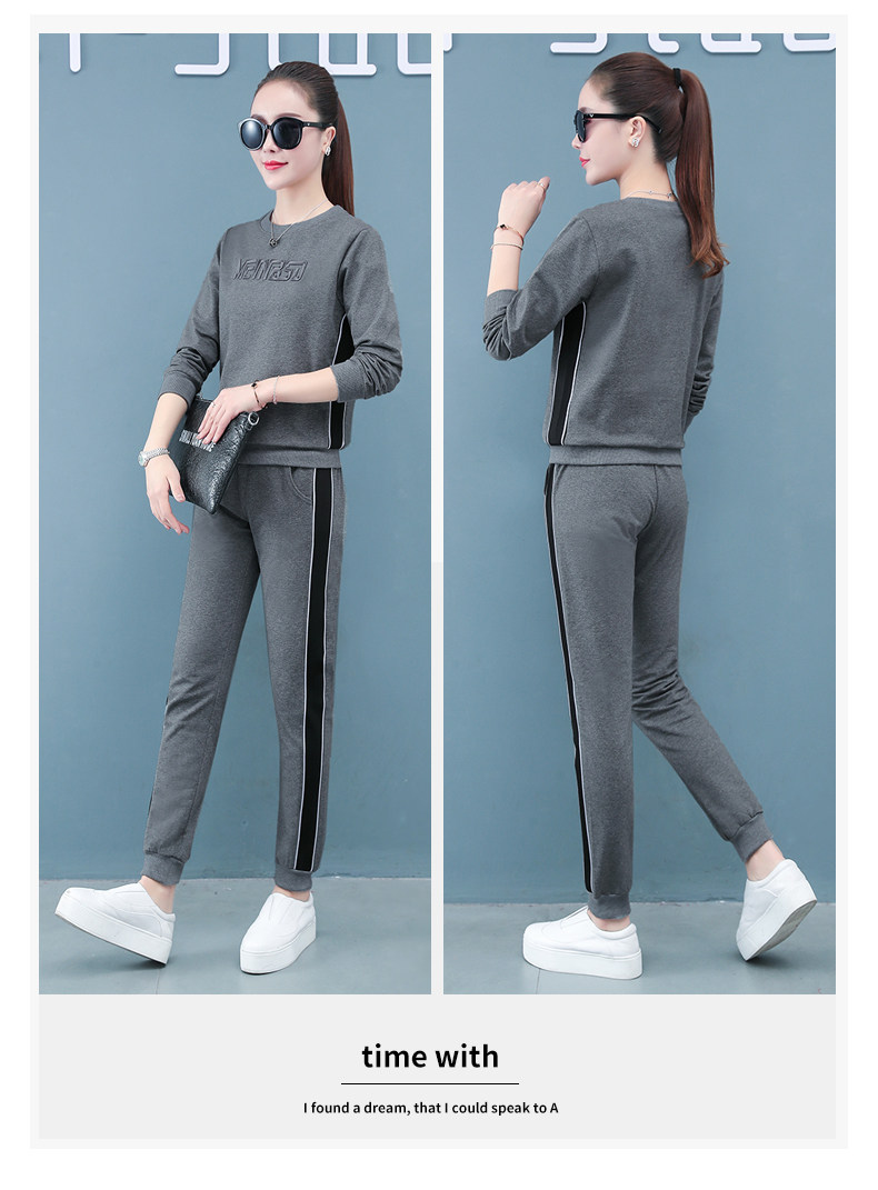 Лонгслив для отдыха, хлопковый весенний спортивный костюм, осенний комплект, коллекция 2021, оверсайз для девушки 
