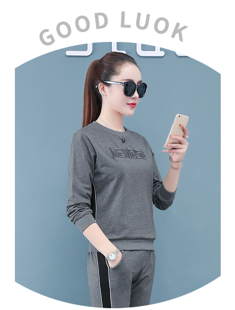 Лонгслив для отдыха, хлопковый весенний спортивный костюм, осенний комплект, коллекция 2021, оверсайз для девушки 
