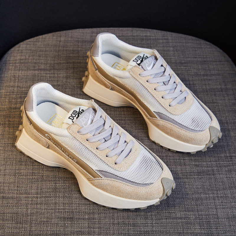 Givenivan's good shoes for not picking clothes ~ summer leather mesh casual forrest shoes small waist single shoes 4cm