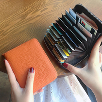 Large-capacity card bag female multi-card leather 24-card business card bag exquisite high-end anti-degaussing wallet all-in-one new
