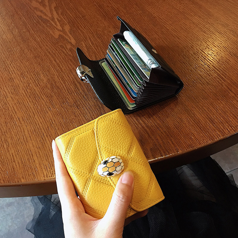 Anti-demagnetization card bag female anti-theft brush leather small simple ultra-thin mini cute card bag 2021 new personality