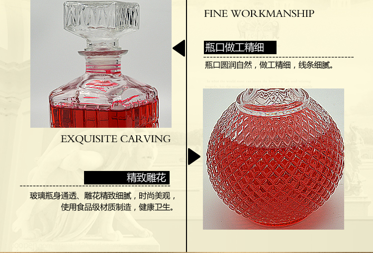 Rượu vang châu Âu decanter không chì thủy tinh nhỏ chai rượu vang đặt nhà kín rượu vang lưu trữ rượu vang ly rượu đẹp