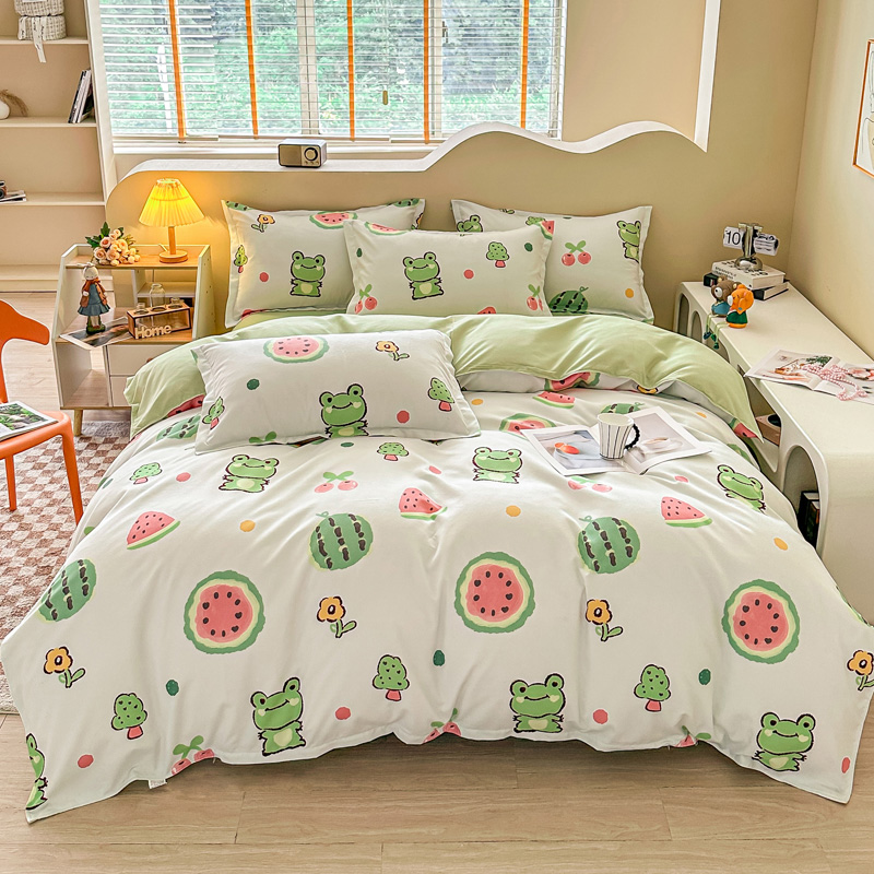 2023 new plant cashmere four pieces of skin-care thickened bed linen quilt Students Dormitory Bed Bedding-Taobao