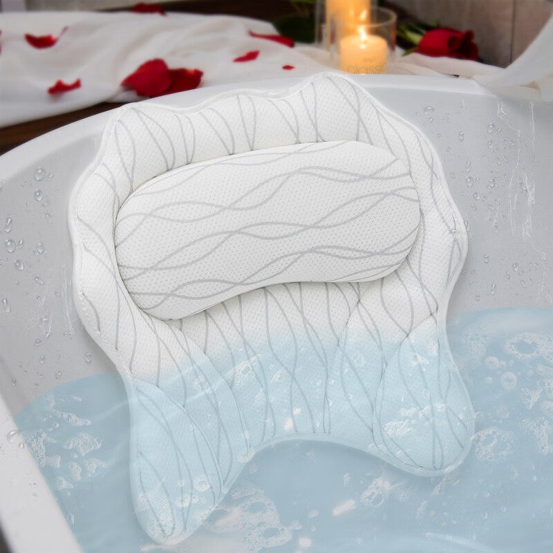 Farlegu Bathtub Pillow Bath bath with pillows Waterproof Bath Neck Massage Hotel Universal Non-slip Backrest Cushion-Taobao