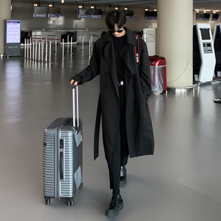 秋冬高级感中长款风衣男韩版宽松潮流痞帅过膝大衣双排扣战壕外套