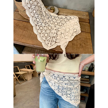 Spring and summer crocheted layered skirt and curtain knitted hollow butt curtain