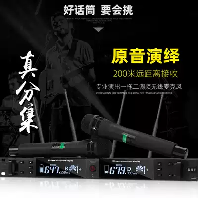 GERTSOUNDATS200GERTSOUND true diversity wireless microphone one drag two conference home ksong anti whistle