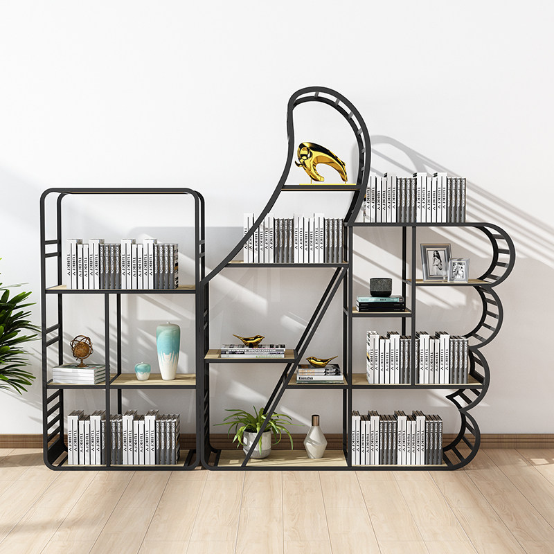 Wrought iron bookshelf Nordic creative partition rack simple living room floor-to-ceiling screen shelf modern display display stand
