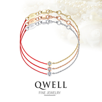 Seven Wei 10 points Diamond red rope bracelet 18K gold gold half rope half chain men and women couples platinum year