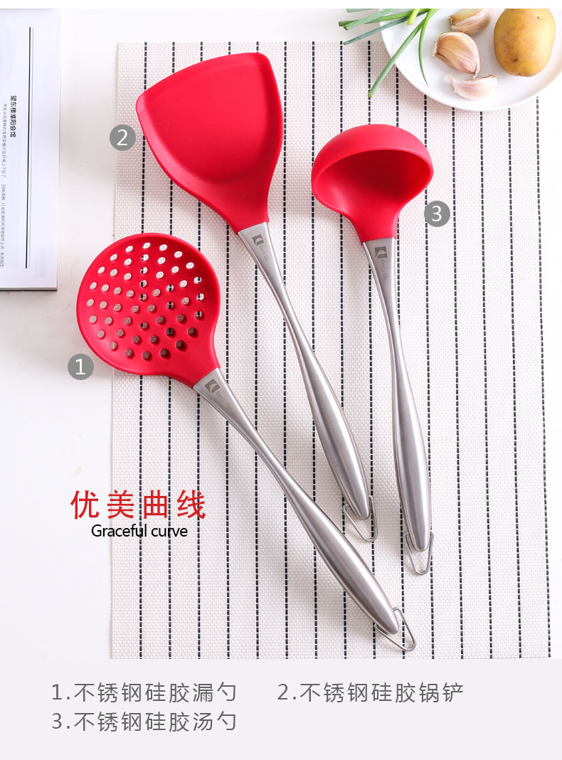 Aretha Ashi nồi xẻng silicone xẻng không dính đặc biệt xẻng nấu xẻng khuấy muỗng dụng cụ nhà bếp kệ gia vị