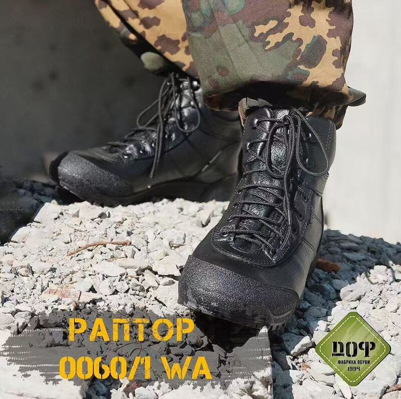 Dof Genuine Leather Tactical Boots for Men, Mid-High Top Outdoor Training Boots with Thickened Toe, Non-Slip, Wear-Resistant, and Resistant to High and Low Temperatures