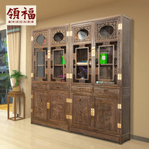 Liu Fu Mauwood Furniture Solid Wood Bookcabinet Locker Glass Bookcase display cabinet Ming Qing Classical landing cabinet Large Book
