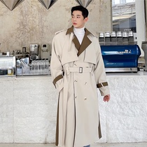 Khaki windbreaker men light luxury Korean double-breasted long knee waist coat Palace lazy wind Cape handsome