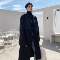 Autumn light luxury trench coat male personality detachable suit coat two wear long knee English cloak jacket