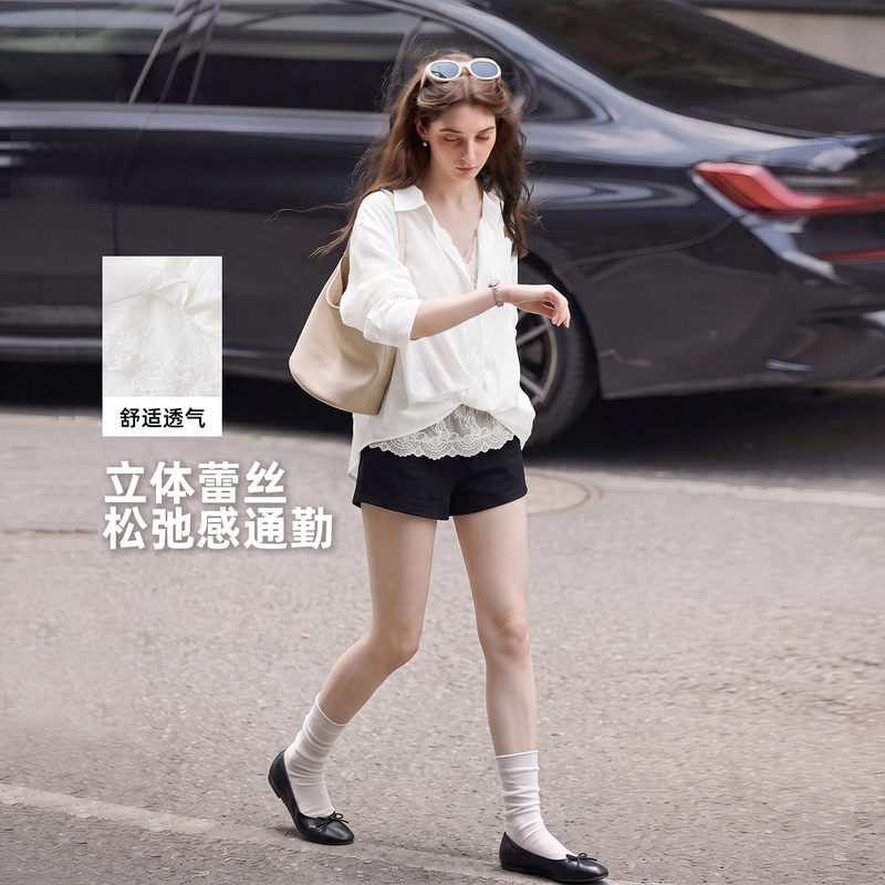 Mzuc Spring and Summer New White Lace Lapel Long-Sleeved Shirt Women's Tencel Linen French Top Sun Protection and Breathable Mzuc Spring and Summer New White Lace Lapel Long-Sleeved Shirt Women's Tencel Linen French Top Sun Protection and Breathable