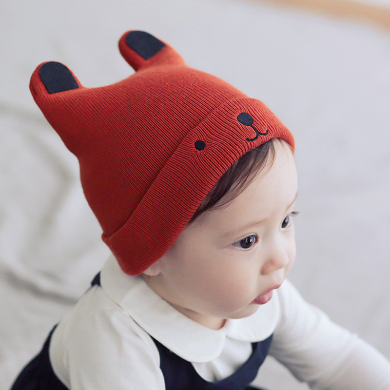 New neonatal female baby warm hat child cover head hat infant embroidery knitted hat boy hat