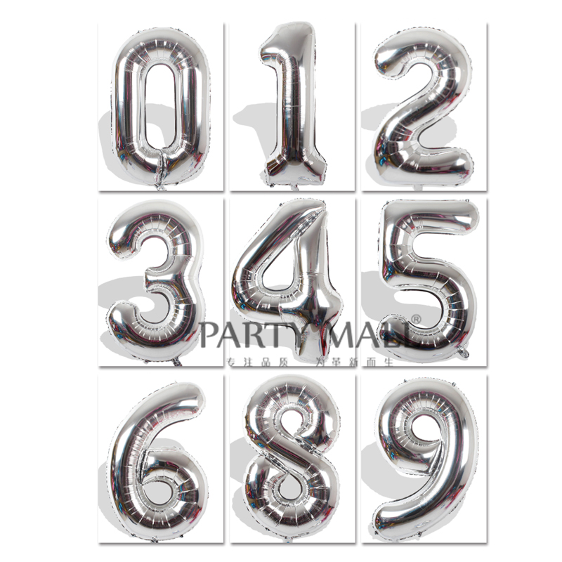 40 inch large silver imitation American digital aluminum foil balloon hundred-day birthday party scene layout anniversary decoration