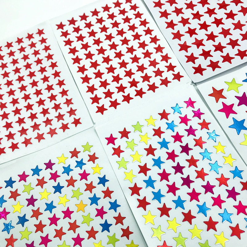 Children's pentagram Stars Reward Stickers Sticker Small Red Stars Praise Cartoon Sticky Paper Kindergarten Precious Red Flowers Apple