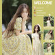 French super fairy puff sleeves gentle dress female summer waist milk sweet and thin retro light yellow floral dress