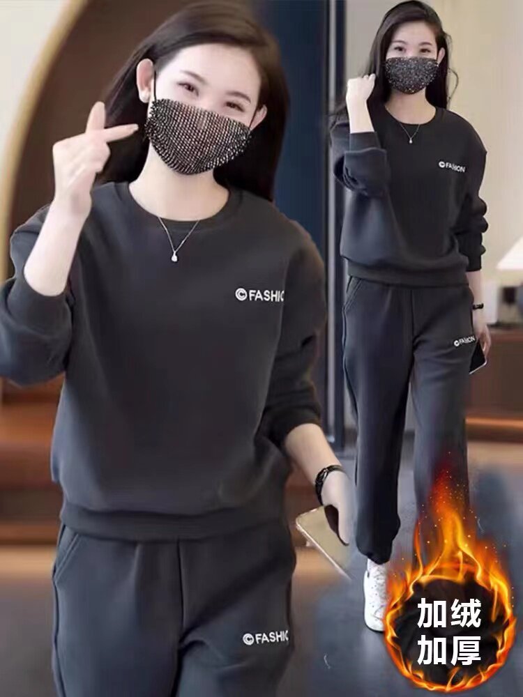 Спортивный костюм для отдыха, комплект, модная утепленная толстовка, городской стиль для девушки 