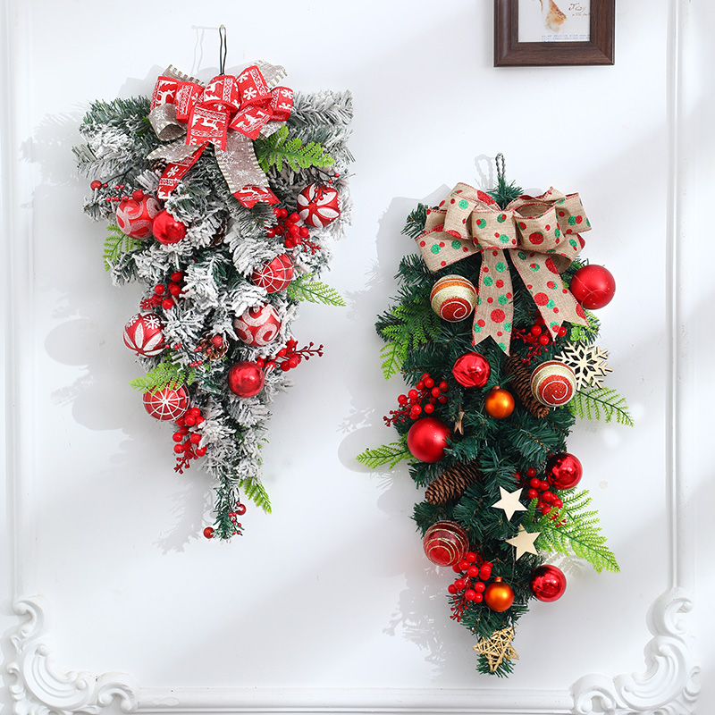 Christmas Decorations Flocking Back Hanging Tree Shop Window Scene Swaying Pieces Decoration Vines Pendants Christmas Door Hanging Arrangement Decorations