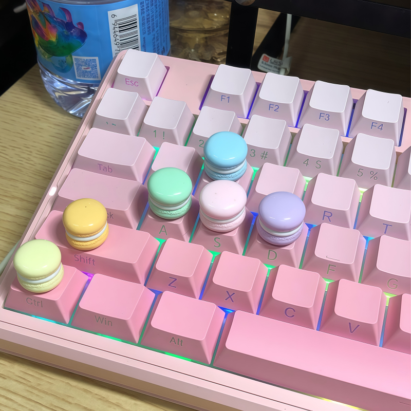 Macaron-Shaped Keyboard Stickers for Long Nails, Cute Keycap DIY for Office Typing