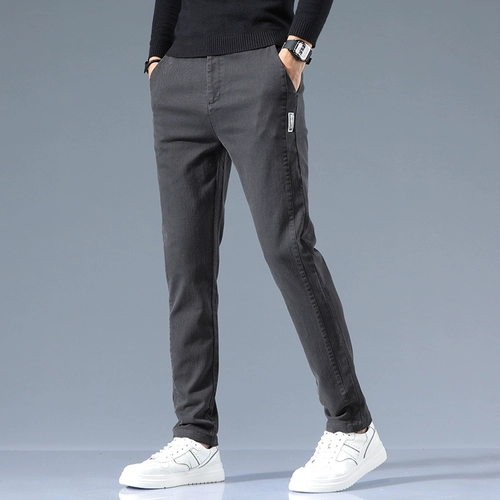 Трендовые эластичные тонкие приталенные летние штаны для отдыха, износостойкие джинсовые джинсы, свободный прямой крой