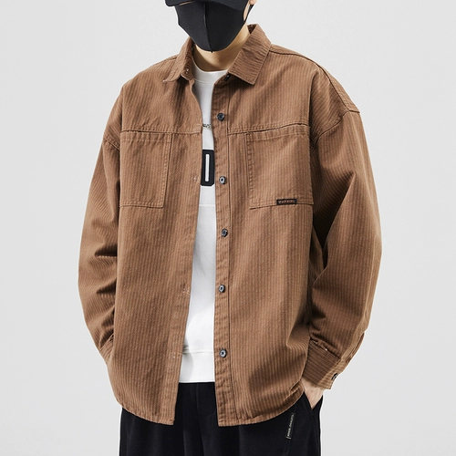 Осенняя японская хлопковая модная рубашка для отдыха