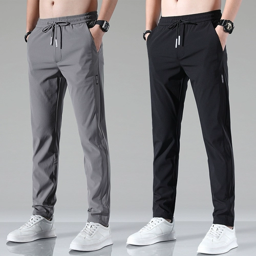 Летние ультратонкие тонкие повседневные брюки для отдыха, шелковые спортивные штаны, свободный прямой крой