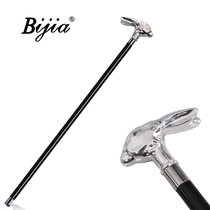 BIJIA silver rabbit gentleman walking stick civilized stick crutches metal animal handle rabbit head scepter men and women walking stick