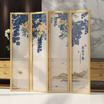 New Chinese style partition solid wood screen entrance Living room study bedroom Hotel movable folding custom folding screen