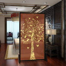  Modern Chinese solid wood semi-permeable entrance partition screen Living room bedroom custom mobile simple fortune tree seat screen