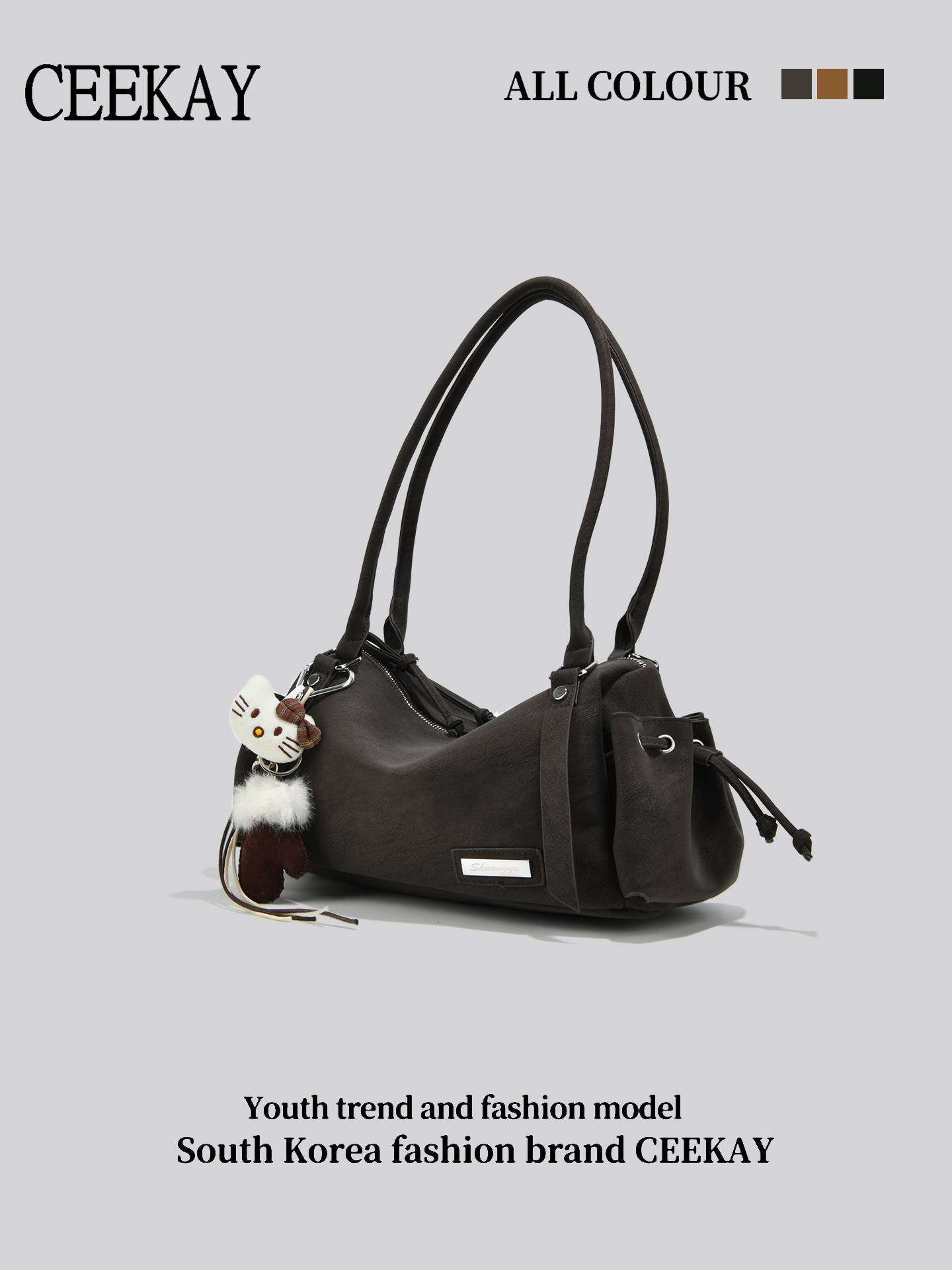 Ceekay Original Design Women's Bag 2025 New Suede Underarm Bag Light Luxury Niche Pillow Bag Black Bag