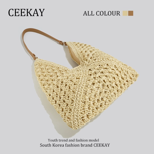 Ceekay, вместительная и большая плетеная сумка на одно плечо, летняя сумка через плечо для отдыха, пляжная сумка подмышку